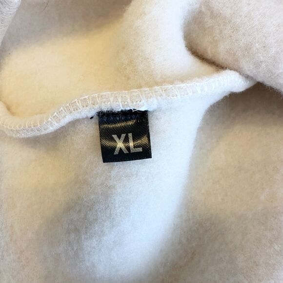 Fleece Cropped Jacket Women XL Beige Off White Kangaroo Pocket Zip Front NWOT - Picture 4 of 7